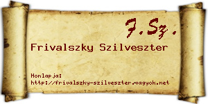 Frivalszky Szilveszter névjegykártya